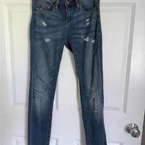 Blank NYC Blue Skinny Jeans with Distressed Details